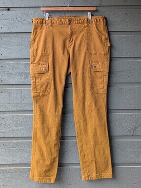 Duluth Curvesetter Waistband Cargo Gardening Pants Size 16 x 31 Orange Brown